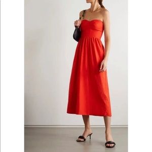 Reformation Buckley Strapless Lace Up Dress Paprika Red Sz 6 NWT